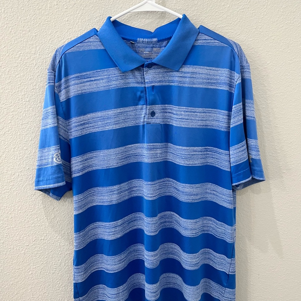 Under Armour Blue and Gray Striped Polo Shirt